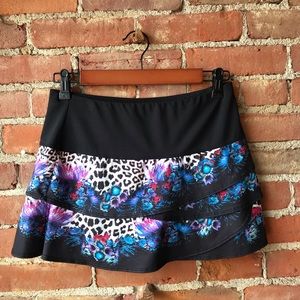 Lucky in Love floral & leopard tiered skirt (Size S)